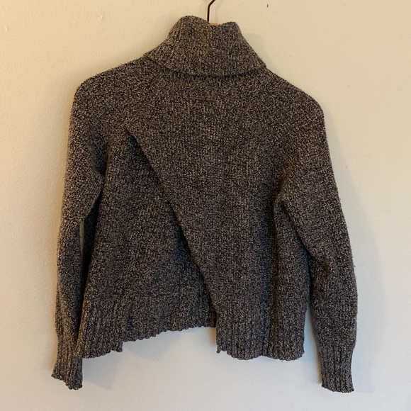 Madewell Cross Back Gray Wool Cotton Blend Turtleneck Sweater - Picture 4 of 4
